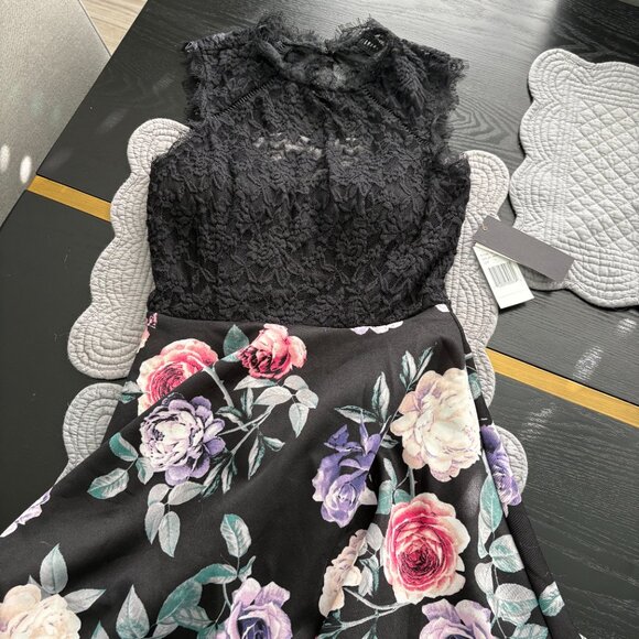 Jodi Kristopher Lace Top with Built in Bra Fit & Flare Dress Size 3/4 NWT - Picture 4 of 9